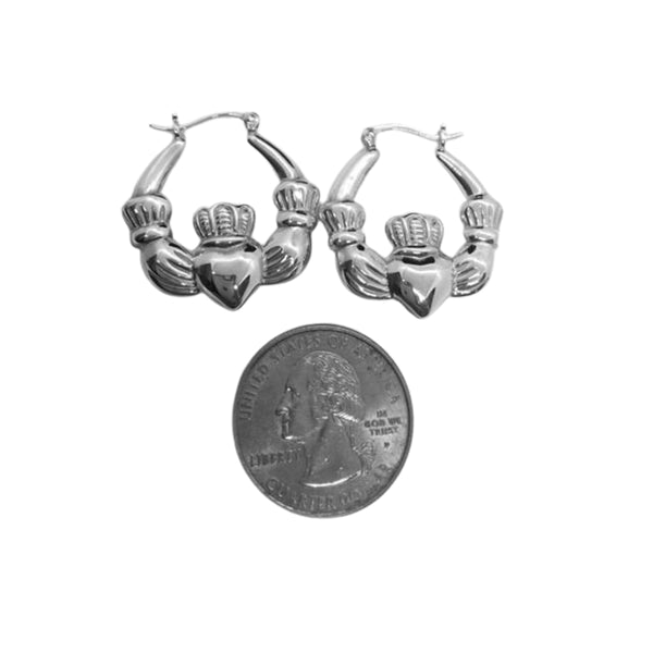Claddagh Orecchini in argento sterling 925 Claddagh con nodo celtico