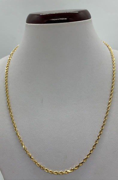 14k Yellow Gold Solid Diamond Cut Rope Chain Necklace 18" 1.5mm to 4mm