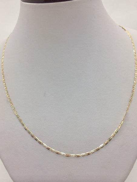 10K Solid Yellow White Rose Gold Valentino Necklace Chain 1.5mm 16-24