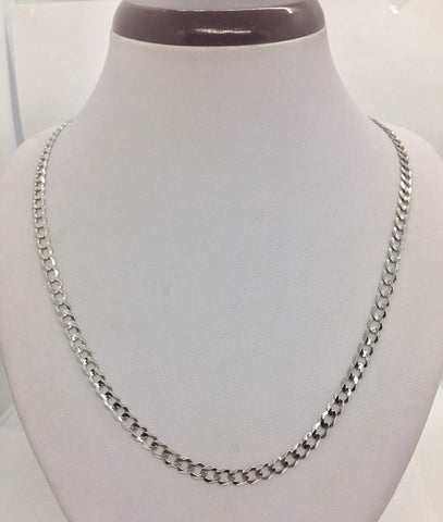 10K Solid White Gold 4.5mm Curb/Cuban Link Chain Necklace Women's/ Men's Size 18
