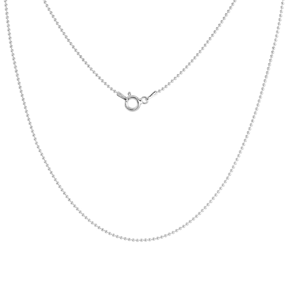 Women's Necklace 925 Sterling silver Chain 1.2mm-5mm beaded ball chain Men's Chains for dog tags 16"- 30"