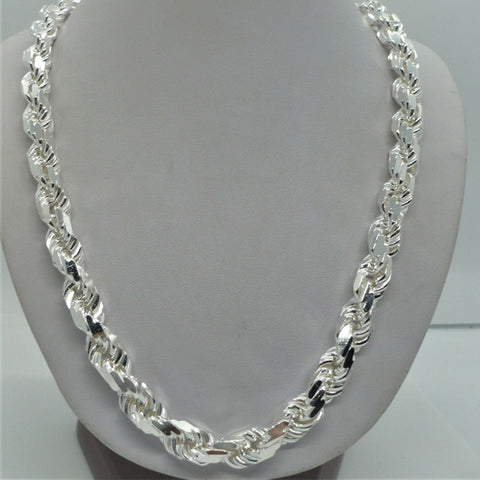 Handmade Rope Chain Necklace 9mm Solid 925 Sterling Silver Men's  size  20