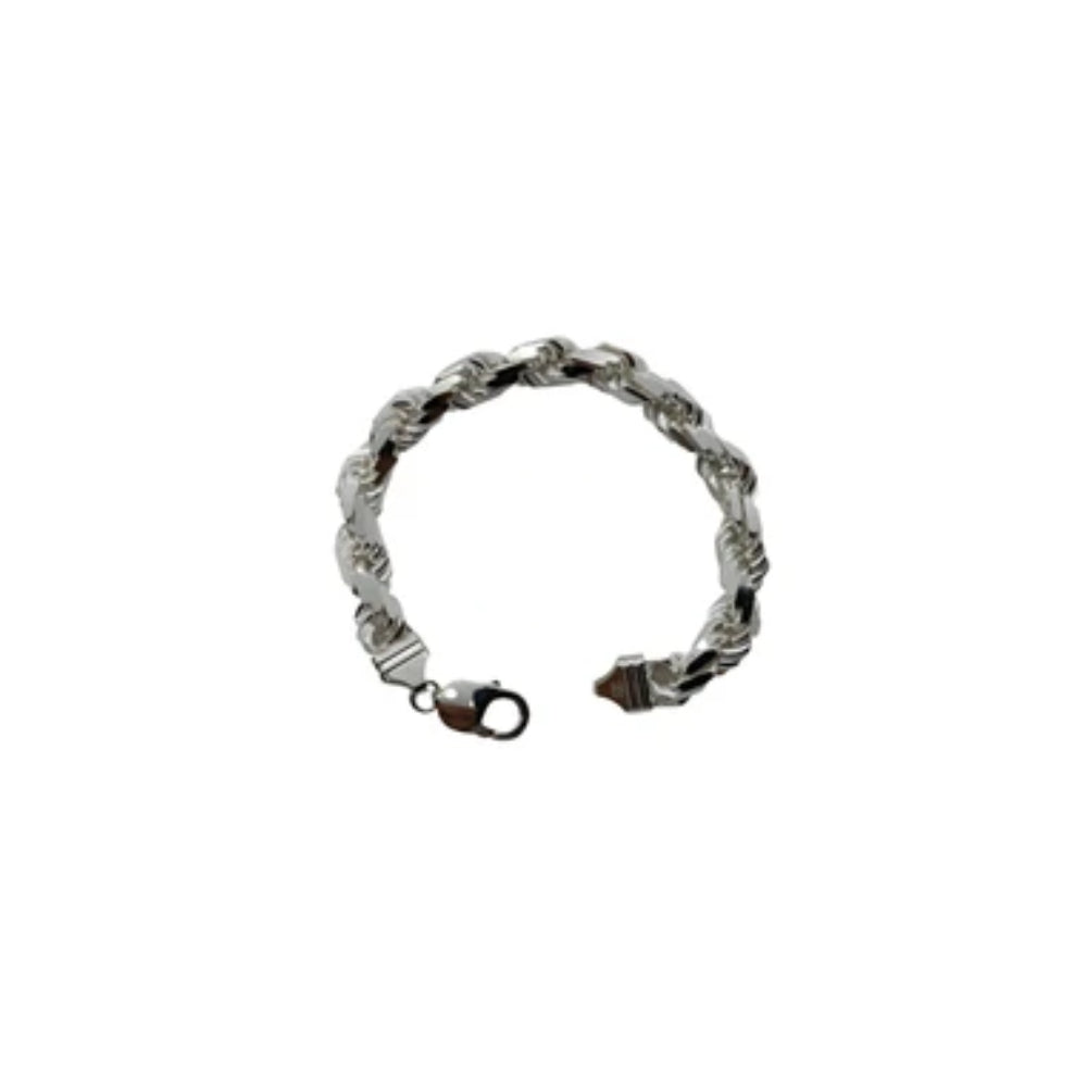9mm Men's Solid 925 Sterling Silver Handmade Rope Bracelet 8" 9" 10"