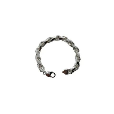 9mm Men's Solid 925 Sterling Silver Handmade Rope Bracelet 8