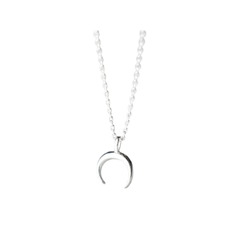 Silver Crescent moon Necklace 925 Sterling Silver women's charm 16