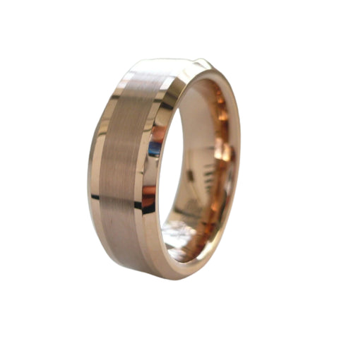 Tungsten Carbide men's band ring rose gold IP plated size 7-15 Custom Laser Engraving
