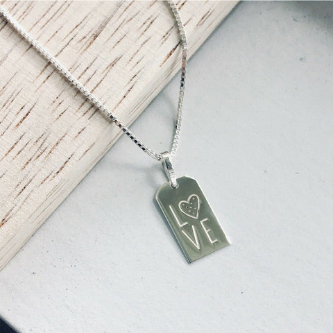 Love Pendant 925 Sterling Silver Hand engraved with 18