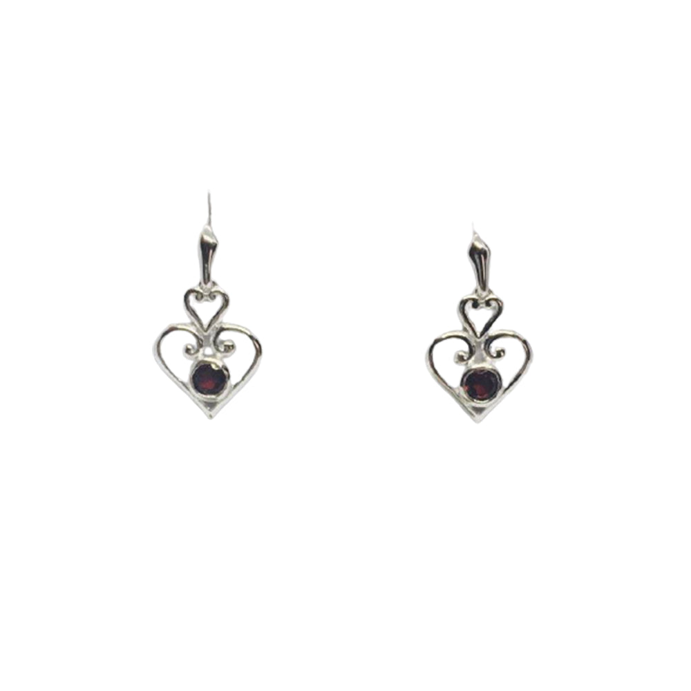 Women's heart Earrings Natural Birthstone 925 Silver Garnet, Amethyst, Peridot, Citrine. Blue Topaz, Smokey topaz Mother's Day Gift