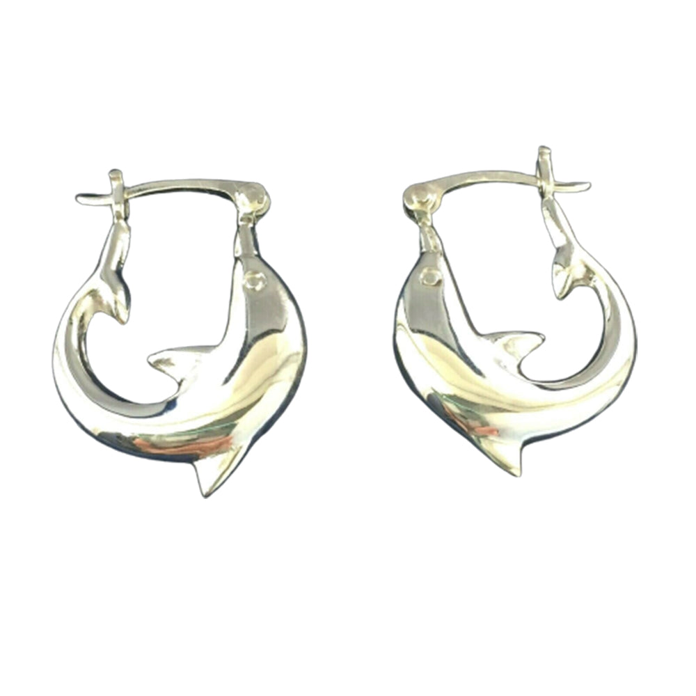 Women's/ Girls Dolphin Hoop earrings 2cm 925 sterling silver