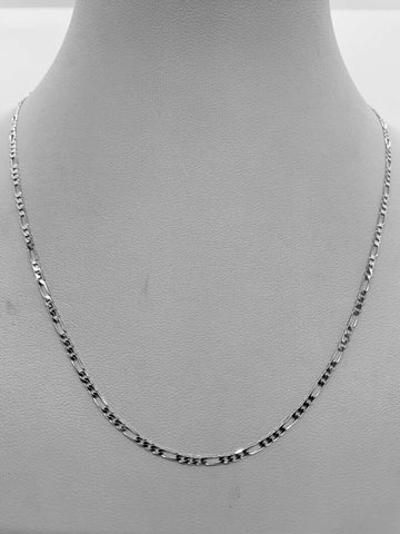 14k White gold Necklace Figaro Link Necklace/ 2.5mm Women's Link Necklace/ Solid gold 16