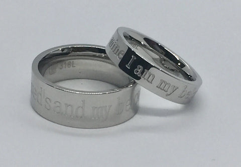 Wedding band set Stainless Steel men's women's 5&8mm size 5-15