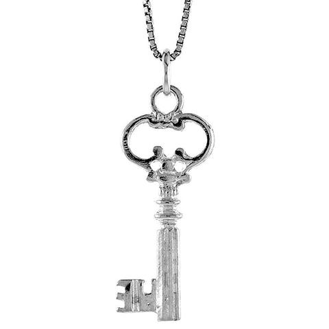 Sterling Silver Women's Key pendant Classic Style With or without 18