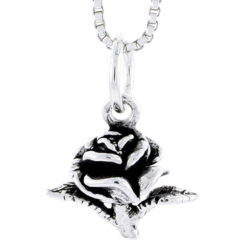 925 Sterling Silver women's Pendant oxidized Rose 3/4 an inch With or without chain
