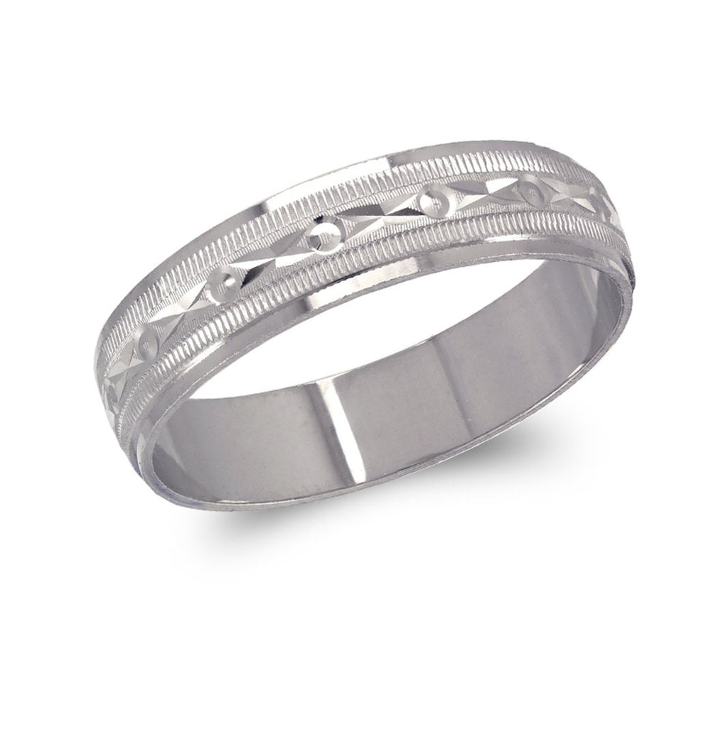 14k solid white gold men's women's wedding band ring 5-13 free engraving