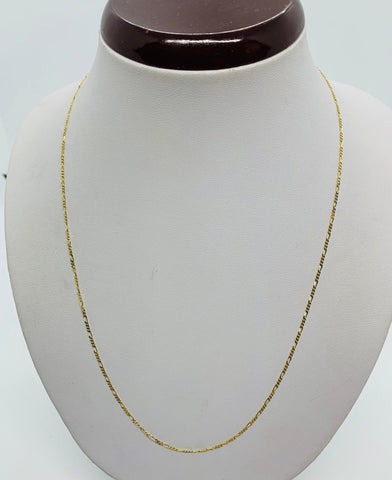 14K solid gold chain figaro link necklace 1.5mm women’s 16”, 18”,20”