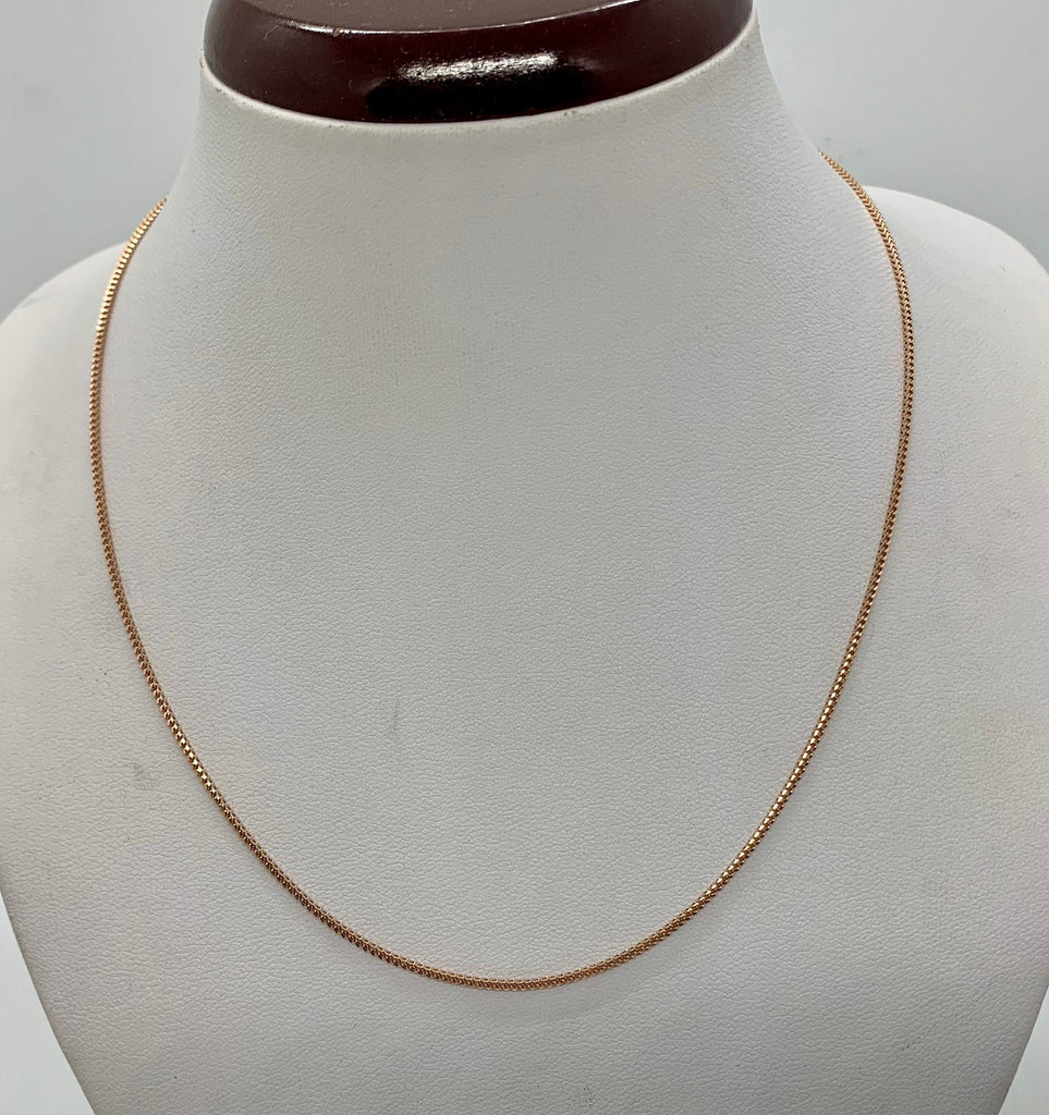 14K Solid Rose Gold Women's Franco Chain 1mm size 16"-24"