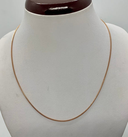 14K Solid Rose Gold Women's Franco Chain 1mm size 16