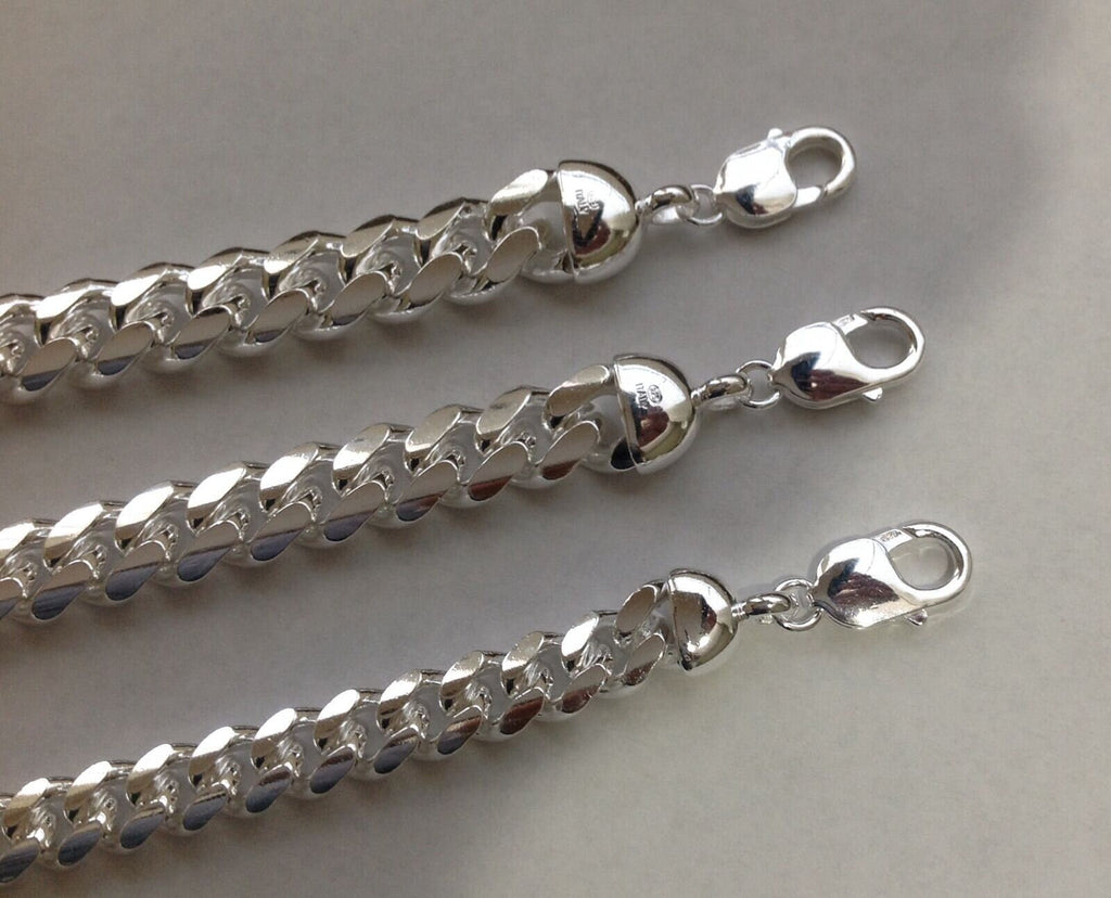 Sterling silver handmade men's women's miami cuban link bracelet choice of length 7"8"9" 6mm-8mm