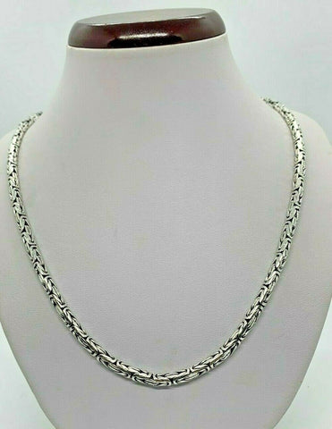 4.5mm 925 Sterling Silver Men's Women's Handmade oxidized Byzantine Bali chain 16