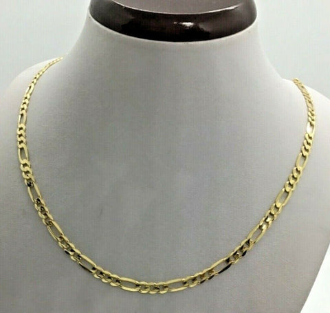 10K solid gold chain figaro link necklace 4.5mm Men's women’s 18”-30
