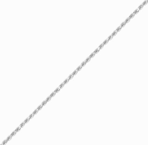 14K Solid Diamond Cut White Gold Rope Chain Necklace Women's 1.5mm Size 16