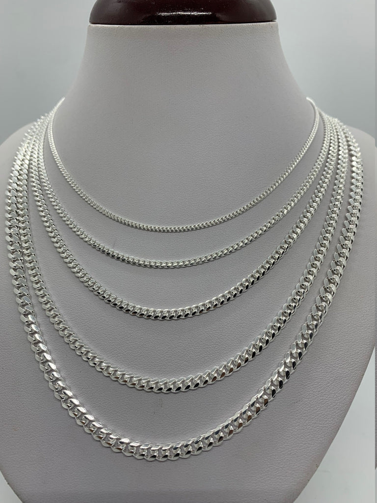 925 Sterling Silver men's women's hand polished miami cuban link chain 2mm-5mm choice of length