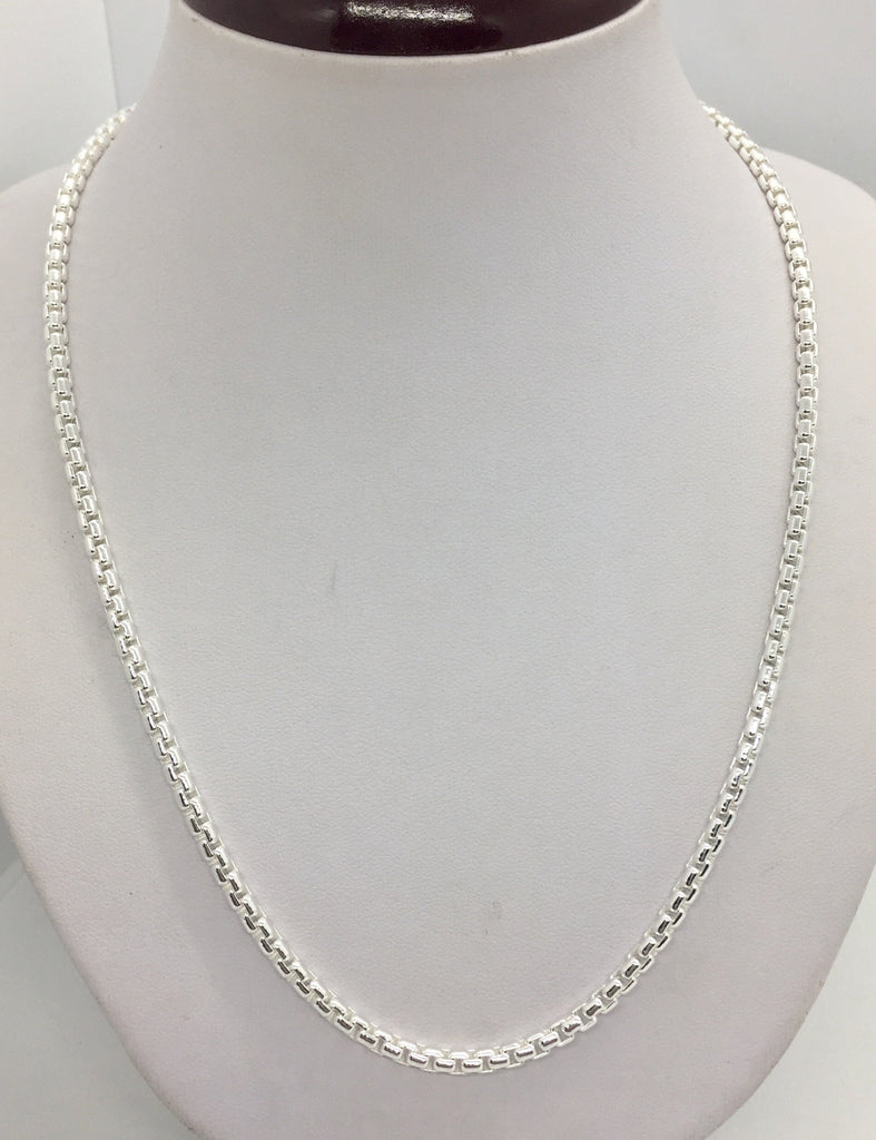Sterling Silver 925 rounded box chain Men's Women's 3mm 16"-30"