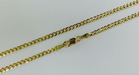 14k Solid Gold Men's Women's Cuban Curb link chain 3.5mm 16