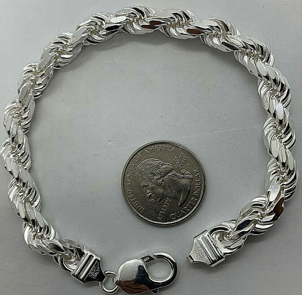 11mm 925 Sterling Silver Men's Cuban Link ID Bracelet 8 9 Free