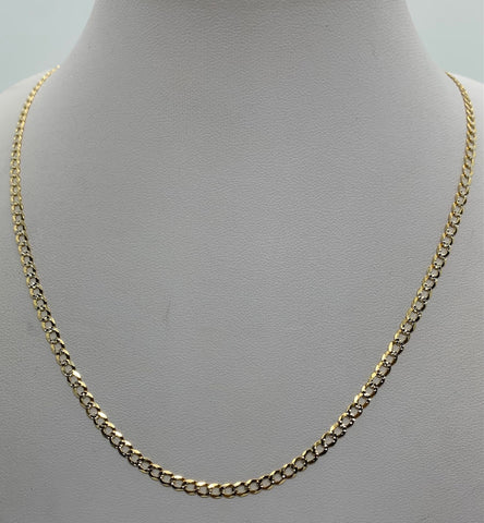 14k Solid Gold Men's Women's Two Tone Cuban Curb link chain/Necklace 4mm 16