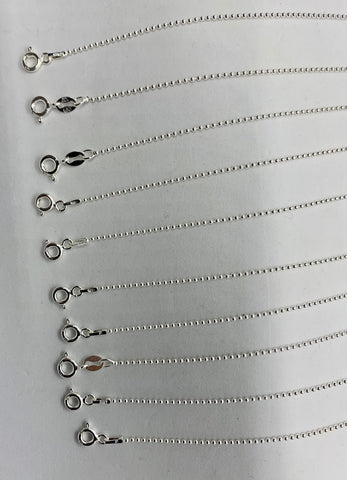 Wholesale listing (10 quantity) 925 Sterling Silver 1.2mm Beads Chain Women chains 20