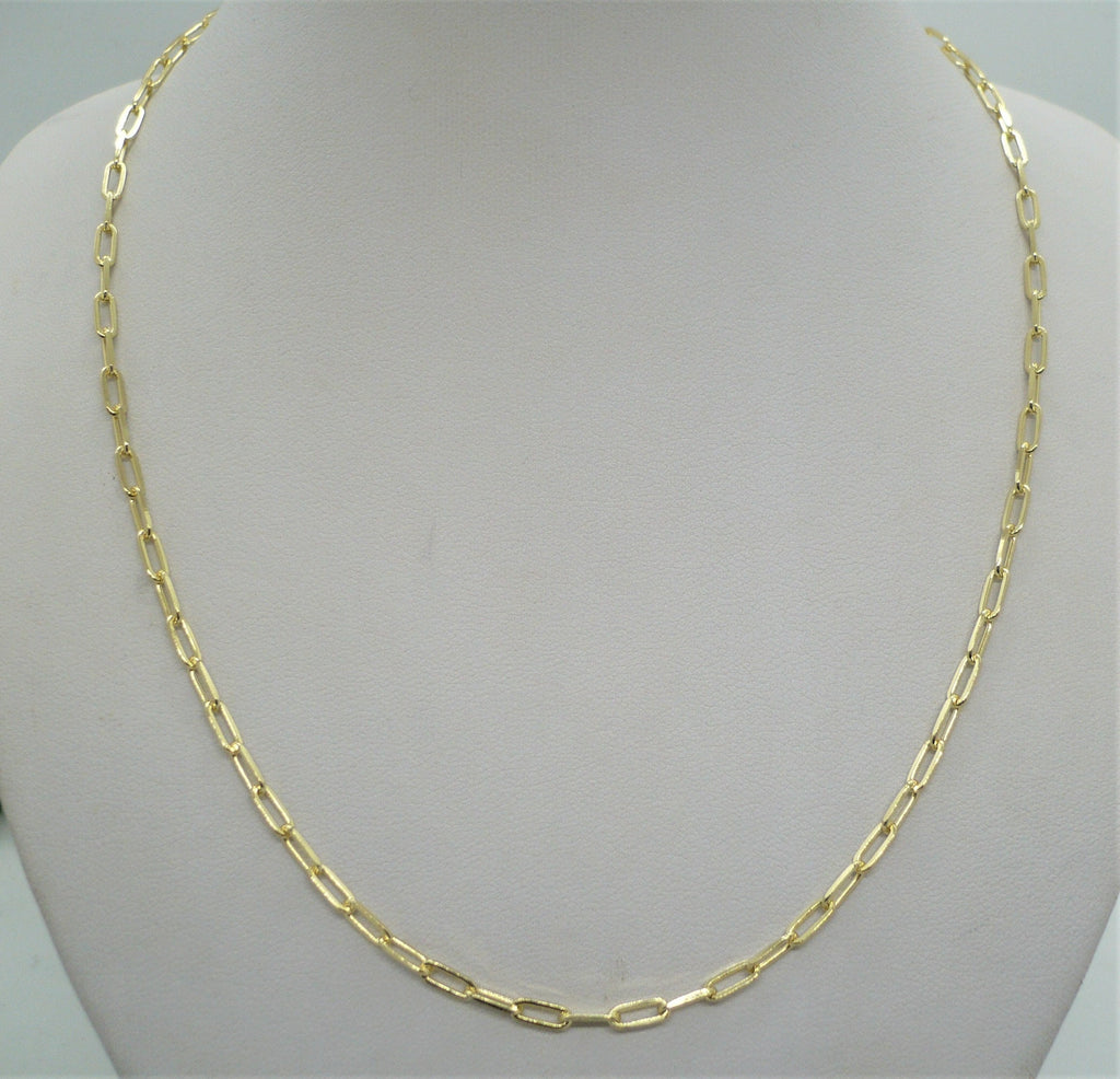 14K Yellow Gold Paperclip Necklace, 6mm Paper Clip Chain Necklace, Link  Chain