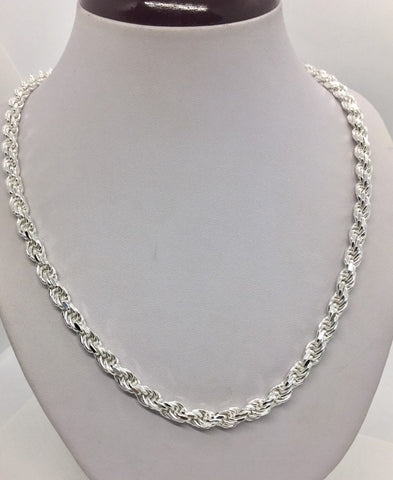 6mm 925 Sterling Silver Men's Women's Solid Rope Chain Necklace 20