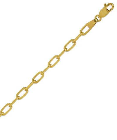 Paper Clip Solid 14K Gold Chain Necklace Men's Women's 3.5mm 16