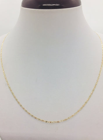 10K Tricolor Solid Gold Valentino Chain Women's Necklace 1mm Size 16