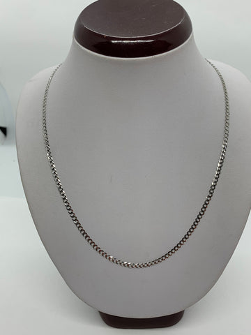 10K Solid White Gold 2mm Curb/Cuban Link Chain Necklace Women's/ Men's Size 16