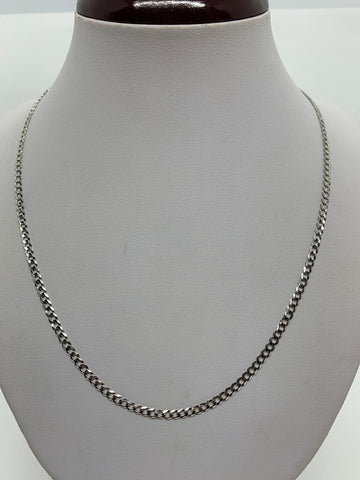 10K Solid White Gold 3mm Curb/Cuban Link Chain Necklace Women's/ Men's Size 16