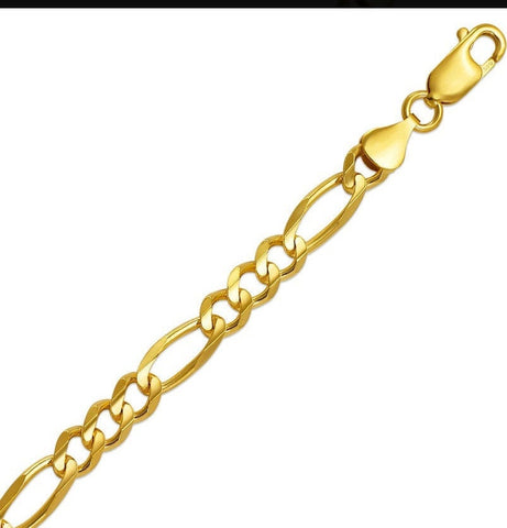14K solid gold chain figaro link necklace 6mm Men's women’s 20”-26