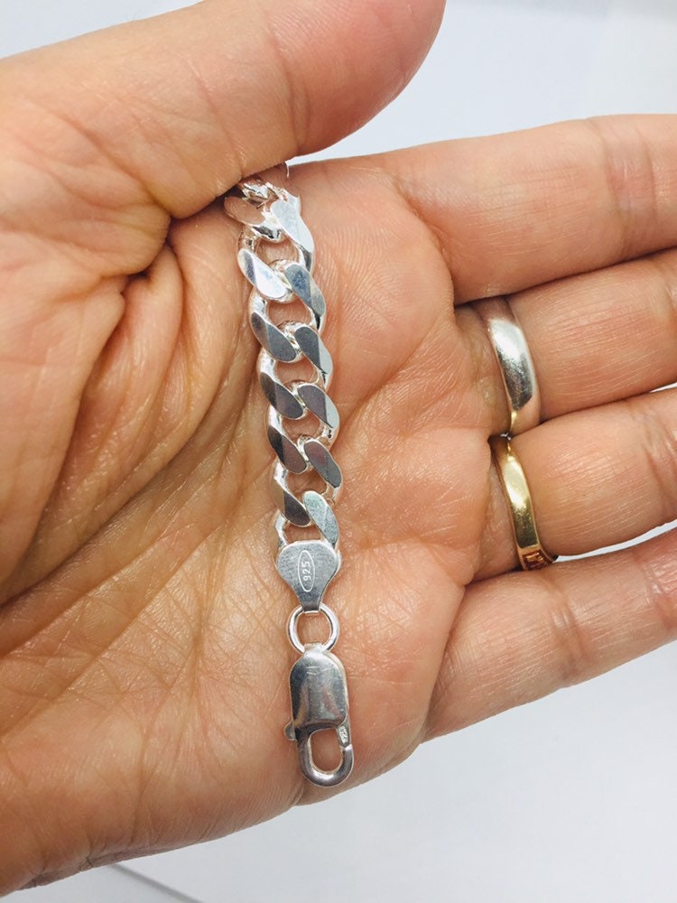 925 Sterling Silver Anklet THICK Cuban Link Chain Bracelet Women's
