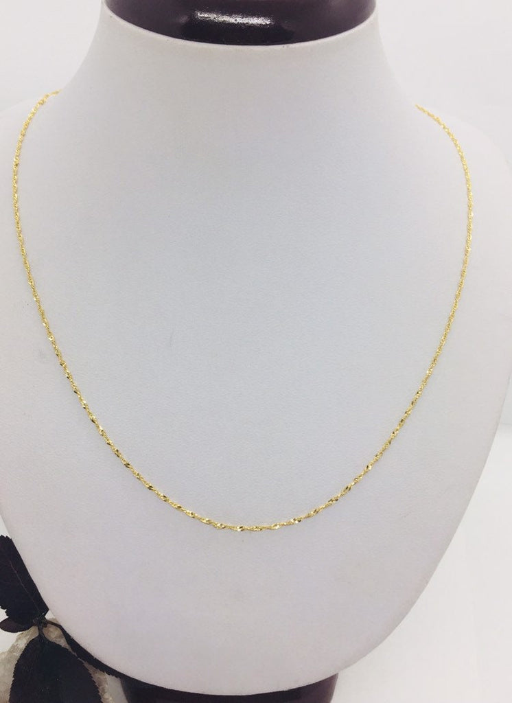 14k Solid Gold Women's Fine Singapore chain Twisted Necklace 16"-24" 1.2mm