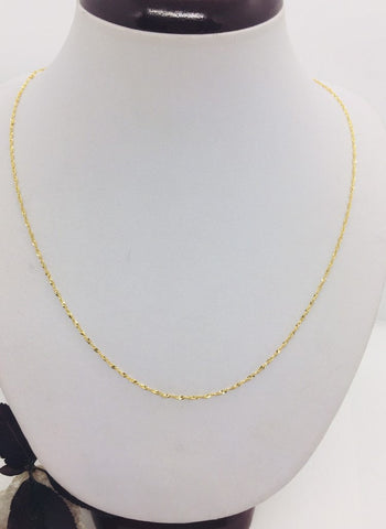 14k Solid Gold Women's Fine Singapore chain Twisted Necklace 16