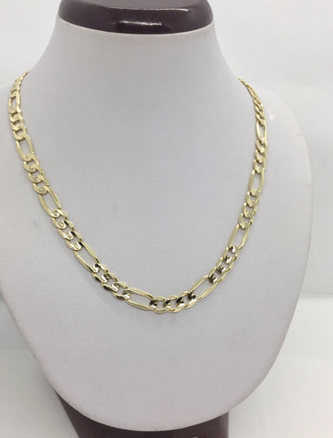 10K solid gold chain figaro link necklace 7mm Men's women’s 20”-30