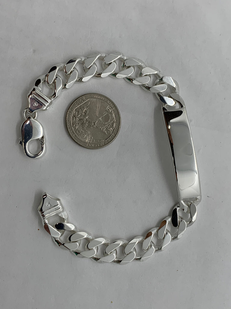 15mm 925 Sterling Silver Men's Cuban Link ID Bracelet 8 9 Free Laser –  Jewelrymine USA