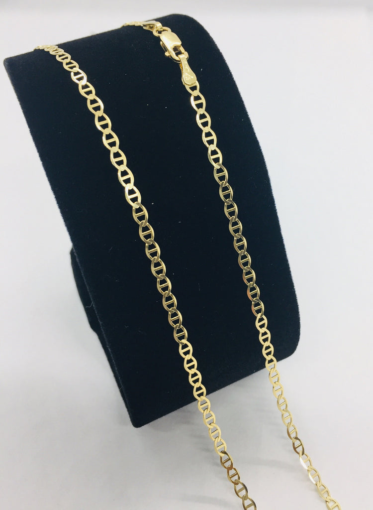 14k Solid Gold Men's Women's Mariner Link chain Anchor Necklace 16" to 24" 2.5mm