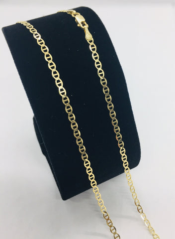 14k Solid Gold Men's Women's Mariner Link chain Anchor Necklace 16