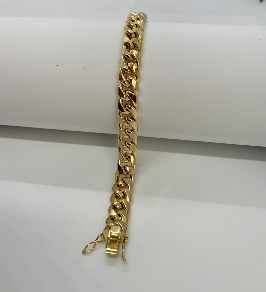 Men's Bracelet 10k Solid Gold Cuban Link Bracelet 9.25mm 8" 9" Box Lock