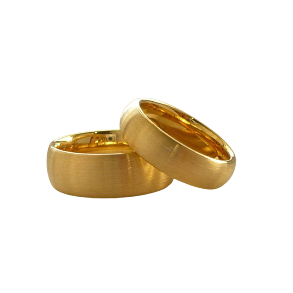 Wedding band set Tungsten Carbide his and her ring set yellow gold IP plated engagement ring set free laser engraving